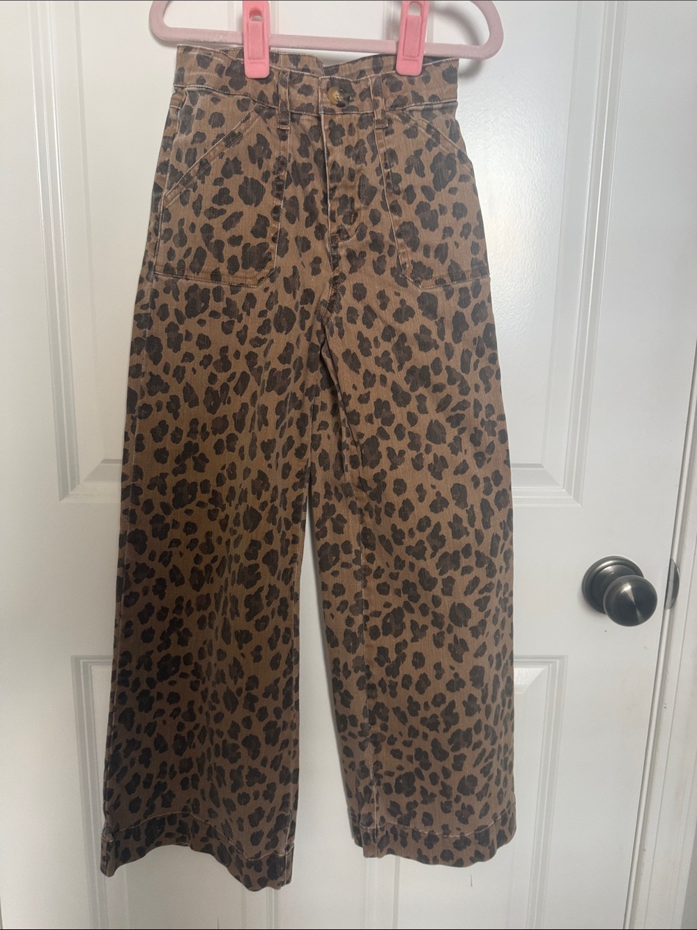 Epic Threads Brown and Black Leopard Print Wide Leg Jeans size 8 girls